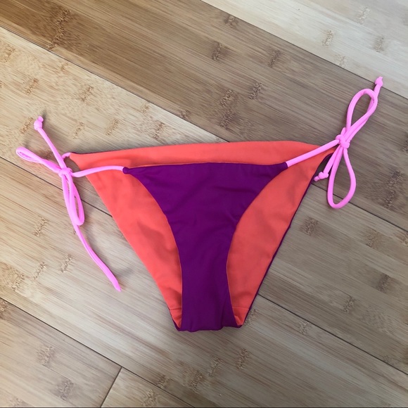 Victoria's Secret Other - NWOT VS reversible orange & magenta tie string bikini bottom